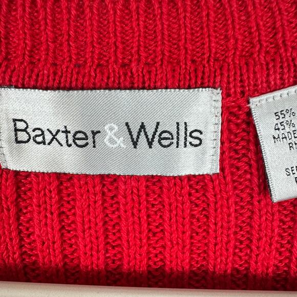 Baxter & Wells Vtg Cotton Blend Red Cable Knit V-Neck Button Up Sweater Vest L - Picture 4 of 6